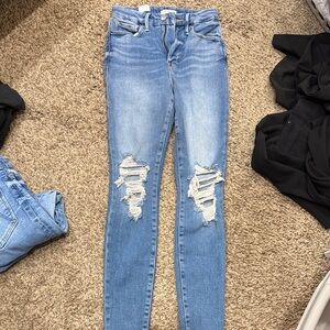 Good American Light Blue Distressed Skinny Jeans